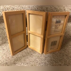 Studio Wood Collection Natural Solid Wood Desktop Trifold Picture Frames
